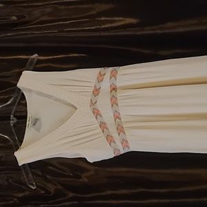 Flying Tomato Women's Cream colored empire waist Sleeveless dress size small